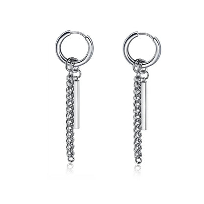 New Punk Stainless Steel Chain Hoop Earrings For Women Men 2023 Trendy Goth Pop Hip Hop Pendants Ear Jewelry Accessories Earring