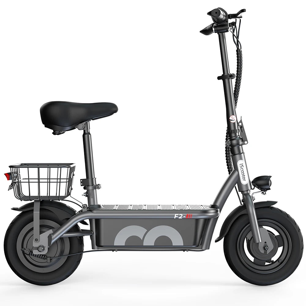 iScooter - F2 Electric Scooter with 500W Motor, 36V 7.8Ah Battery, 10-inch Tires, Adult Foldable Electric Scooter with Seat