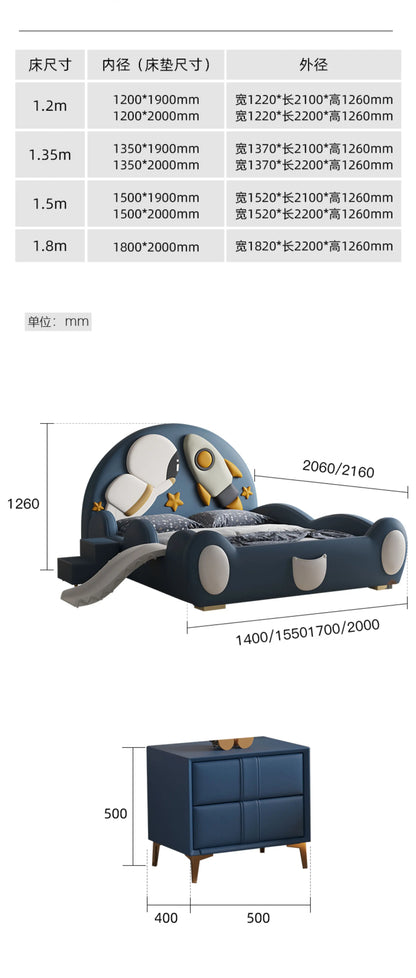 120 x 200 cm, blaues King-Size-Einzelbett, Doppelrahmen, luxuriös, 150 x 200 Heimpadder, Kinderbett, Kopfteil, zum Spielen auf einer Rutsche, Schlafzimmermöbel