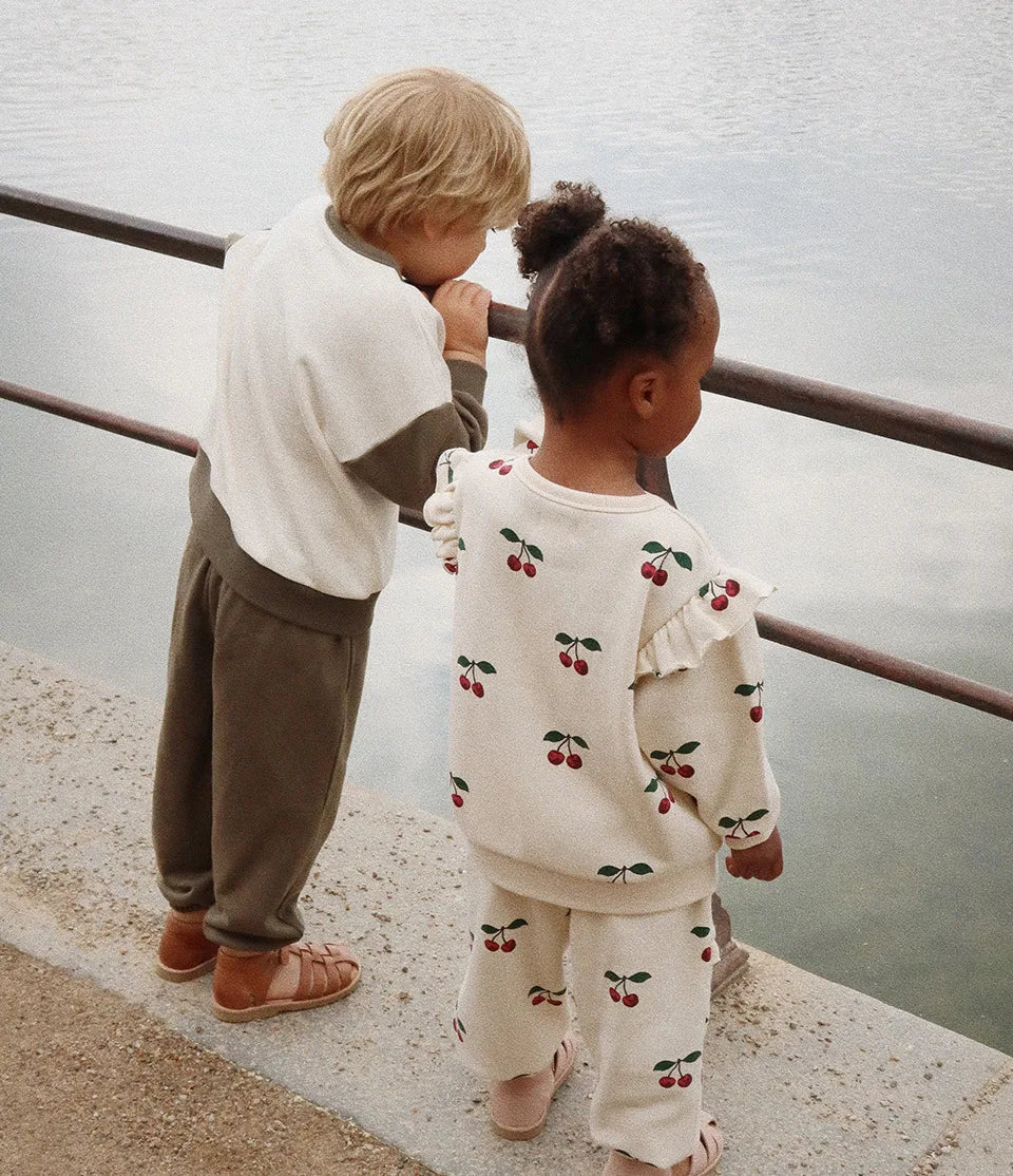 Konges Slojd AW Baby Girls Sweatshirts + Pants 2 Pcs Sets Lambswool Cherry Jackets Kids Clothes Girls Print Dresses Coats 1-9Yrs.