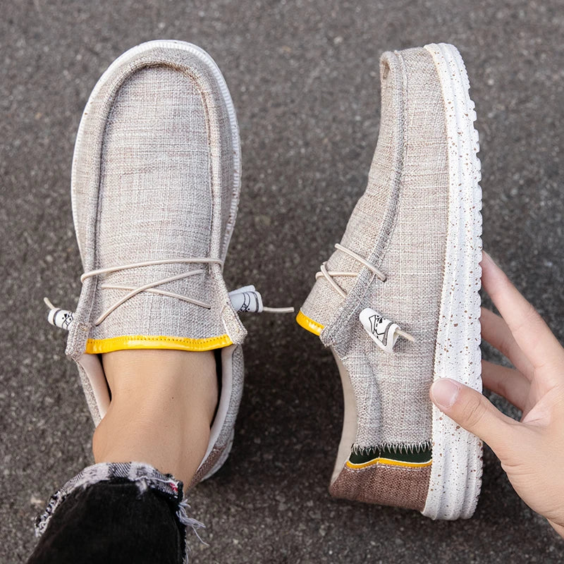 Men's Loafers Designer Slide in Low Cut Sneakers Casual Boat Shoes Comfortable Walking Flat Shoes Breathable Canvas Shoes 2025