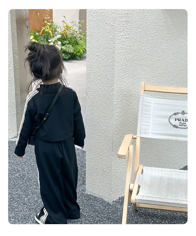 Girls Spring Sets Toddler New Autumn Sports Casual Suits Kids Long-sleeved Jacket+Pants 2Pcs Outfits Children Loose Clothing Set.