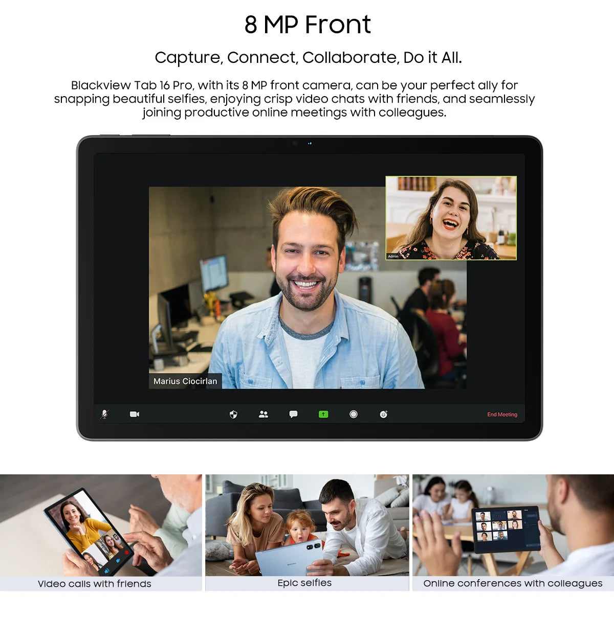 Blackview Android 14 Tab 16 Pro 11 Inch Touch Tablet 2K Screen 24GB +256GB 4G LTE+5G WiFi Gaming Tablets with Protective Shell