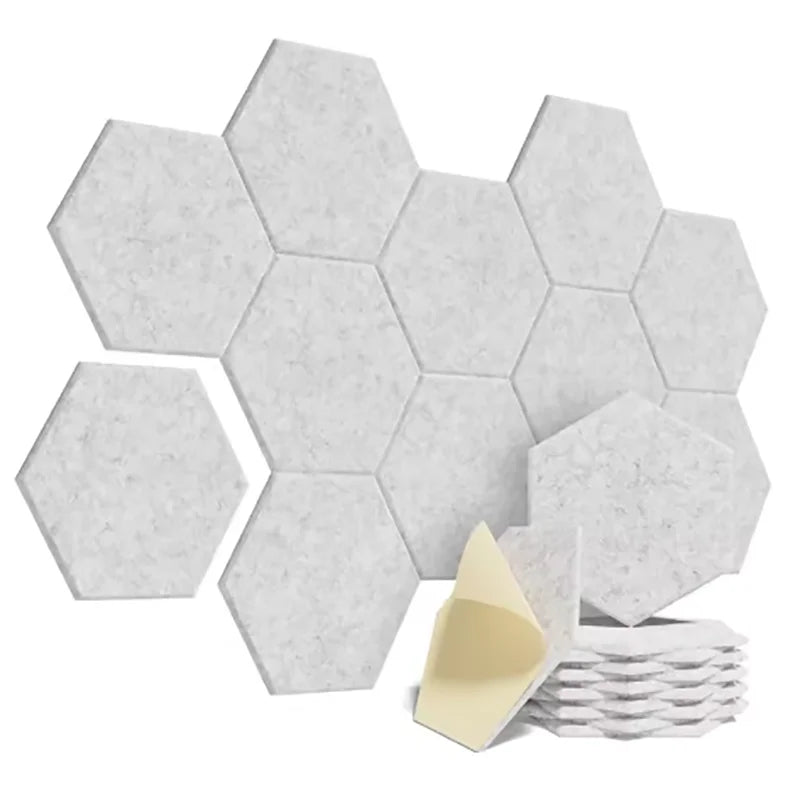 12 Pack HexagonalSelf-adhesive Acoustic Panels Sound Proof Foam Panels Y-Lined Design to Absorb Noise Eliminate Echoes Black