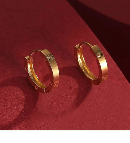 Trend Ear loops Shining Real 18k Gold Ear Buckle for Woman High-quality Luxury AU750 Earring Party Banquet Fine Jewelry.