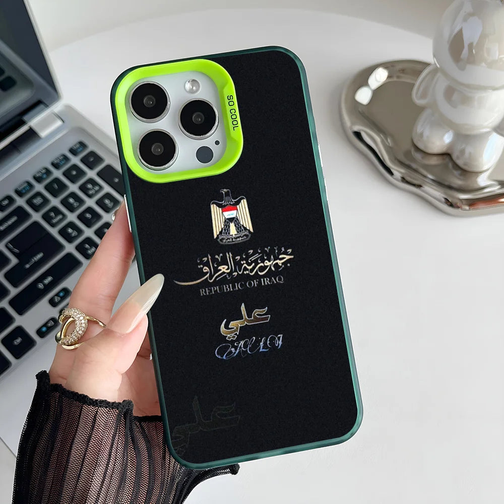 Epc Nation Iraq Flag Phone Case IMD Phone Case For IPhone 16 15 14 13 12 11 Pro Max Plus Color Silver Cover.