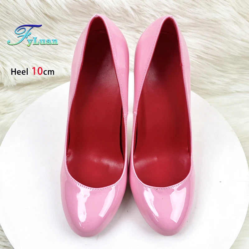 Brand Women Single Shoes 10CM 12CM Super High Heels Fashion Round Toe Stilettos Spring Autumn Female Daily Work Pumps Plus Size