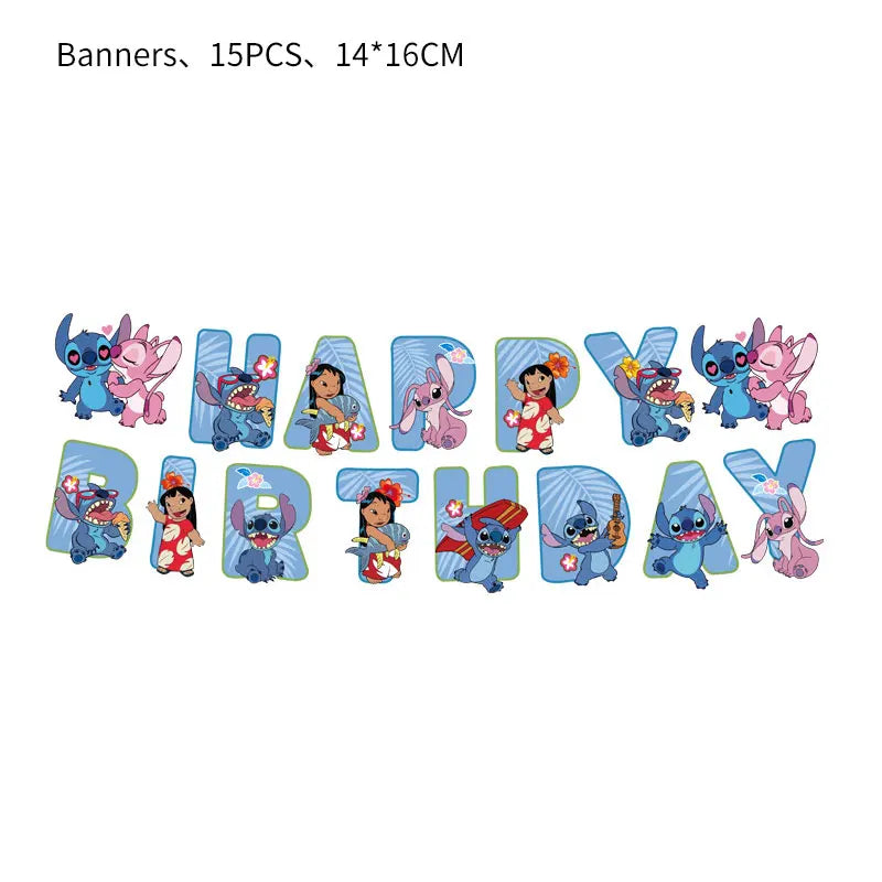 Disney Stich Geburtstag Dekorationen Einweg Geschirr Teller Serviette Stroh Tischdecke Folie Ballon Party Liefert Kinder Geschenke