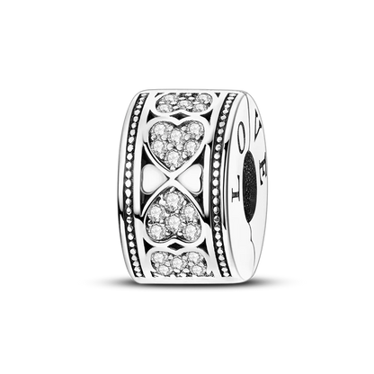 Silver Clasp 925 Sterling Silver CZ pave Clip Charms Daisy Beads Stopper Safety Chain fit Original Bangle Bracelet Jewelry Clip