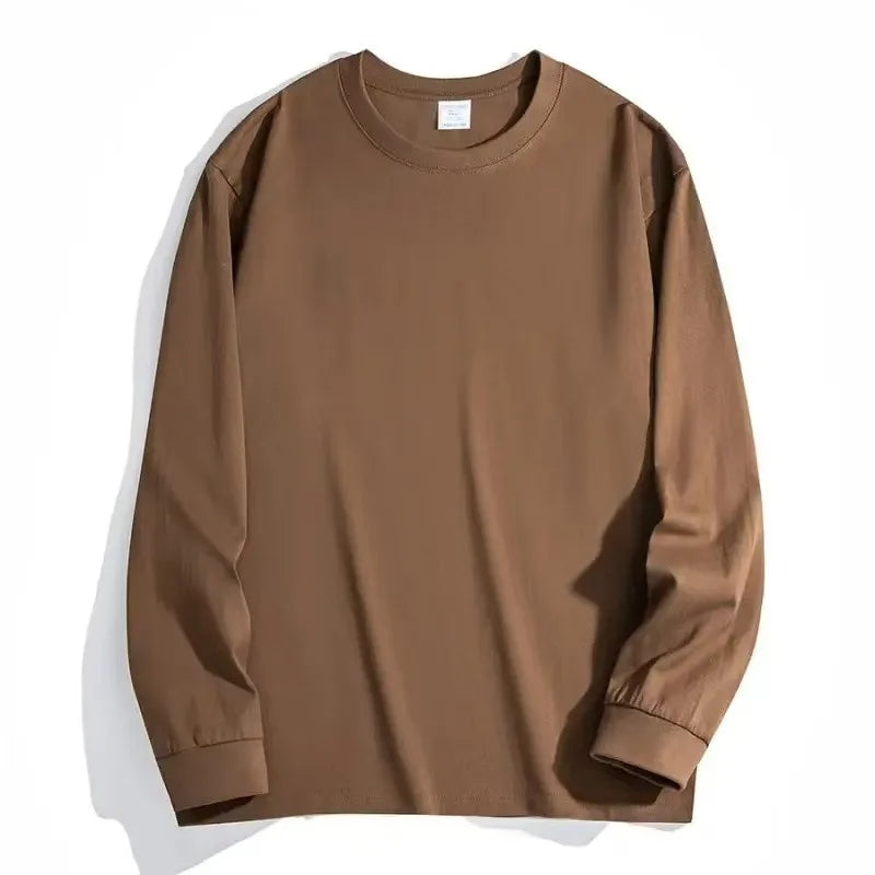 300gsm Heavy Weight Cotton T-shirt Long-sleeved T-shirt for Men Women Pure White Men's Blank Shirt Wholesale.