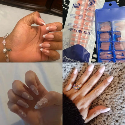 100Pcs Light Pink Press on Nails Short Medium Square Wearable Fake Nails Tips 10 sizes Full Cover False Nails Finger Decoration.