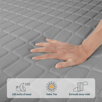 Vesgantti Memory Foam-Matratze, Grau, Dicke 16/18/26 cm, Gel-Memory-Schaum-Matratze, Zoned Support hält Sie ausgerichtet