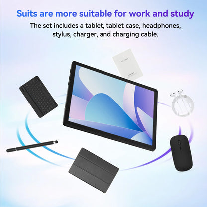 URAO Android 15 Tablet 10.1 Inch 20(3+17)GB RAM 64GB ROM 5-core Dual Camera Tablets PC Set Keyboard/Case/Mouse/Stylus/Headphone.