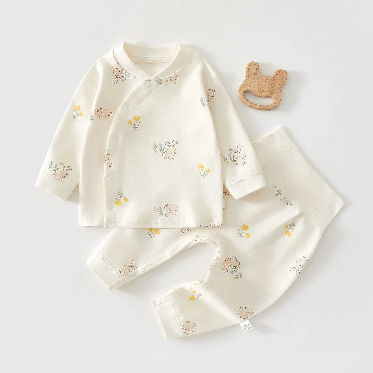 Newborn Baby Base Shirt+pants 2-piece Set Autumn and Winter Cartoon Pure Cotton Top+pants 0-18M Newborn Baby Pajamas