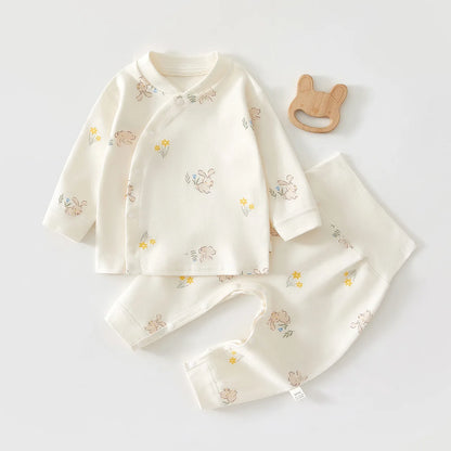 Newborn Baby Base Shirt+pants 2-piece Set Autumn and Winter Cartoon Pure Cotton Top+pants 0-18M Newborn Baby Pajamas