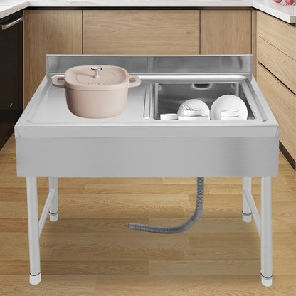 Freestanding Stainless Steel Sink Commercial Restaurant Sink Outdoor Sink for Homes Bathrooms Farms Backyards Garages