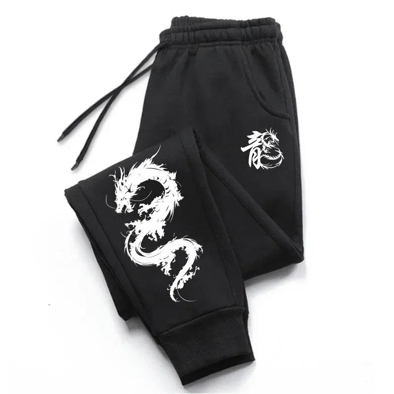 Men's Casual Sport Jogger Pants High Quality Home Outdoor Comfortable Soft Trousers Super Cool Chinese Dragon Printed Sweatpants.