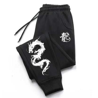 Men's Casual Sport Jogger Pants High Quality Home Outdoor Comfortable Soft Trousers Super Cool Chinese Dragon Printed Sweatpants.