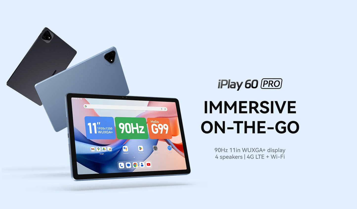ALLDOCUBE iPlay60 Pro Tablet 10.95" 90Hz Display Helio G99 16GB(6GB+10GB Virtual) RAM 128GB ROM 4G LTE Android 14 7000mAh.
