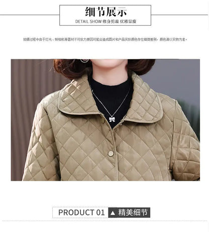 Herbst Winter Frauen Midi Plaid Stepp Mäntel Mode Weibliche Koreanische Kleidung Neue Feste Beiläufige Verdicken Warme Langarm Jacken