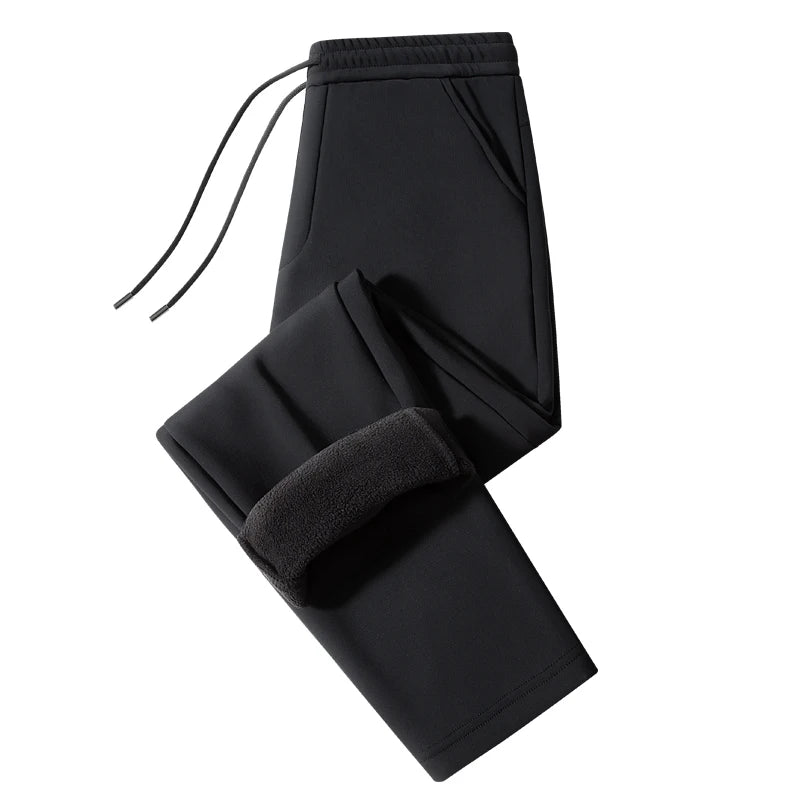 M-9XL Plus Velvet Trousers Men's Plus Size Autumn and Winter Thickened Casual Sports Pants Fat Mid-high Waist Solid Color Pants.