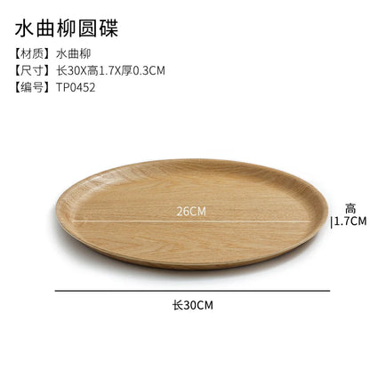 Wooden Dinner Plate Round Dessert Plate Wood Plate Coffee Cake Tray Bakery Bread Display Tray Kitchen Tableware Accessories