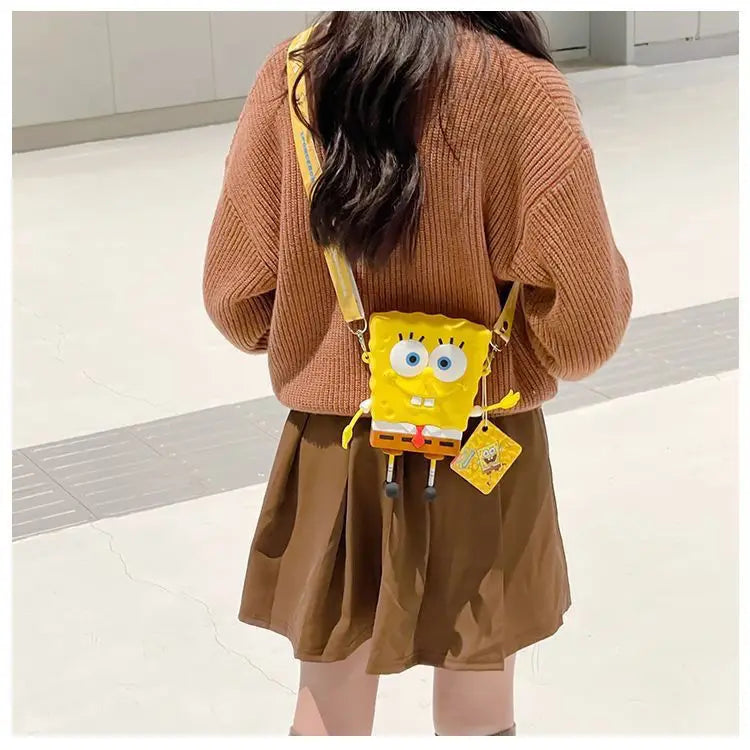 New Original cartoon SpongeBob SquarePants Kids Shoulder Bags Girl and Boys Cute gift Bag.