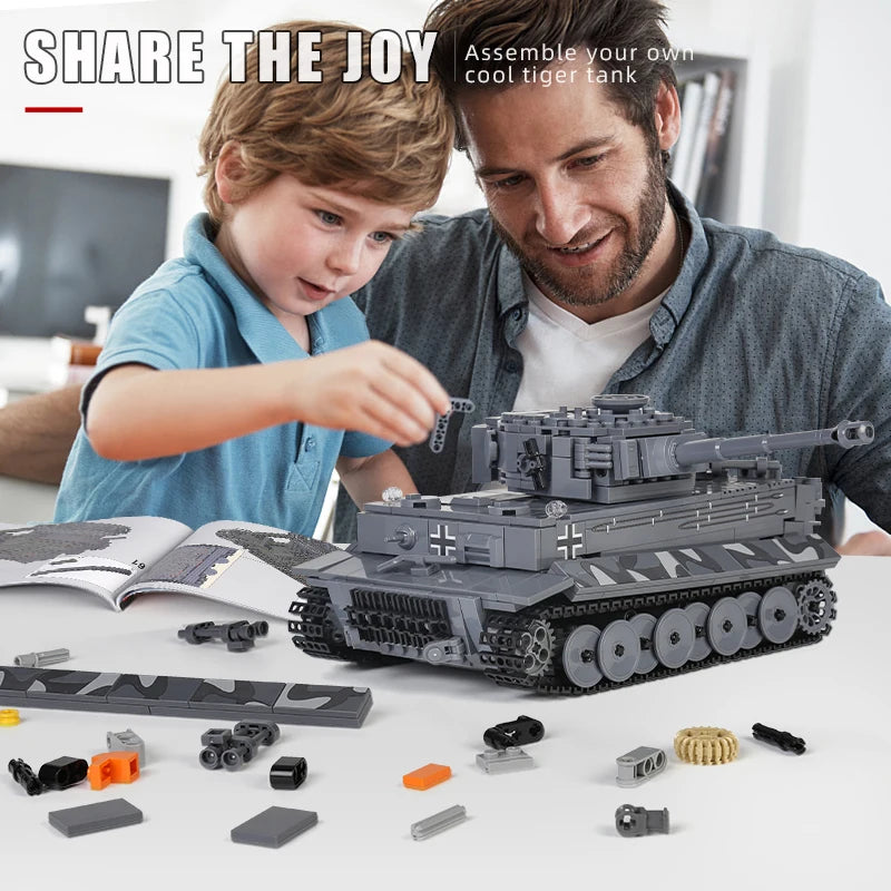 Mould King 20014 Military Toys The APP&RC Motorized Tiger Tank Model Assembly Technical Car Building Block Kids Christmas Gifts.