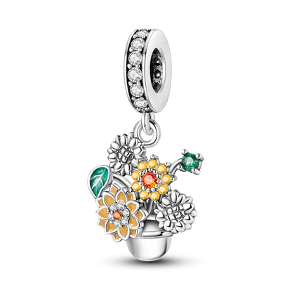 Flowers Series 925 Sterling Silver Sunflowers Tulip Carnation Charms Fit Original Bracelet  For Women Jewelry Making