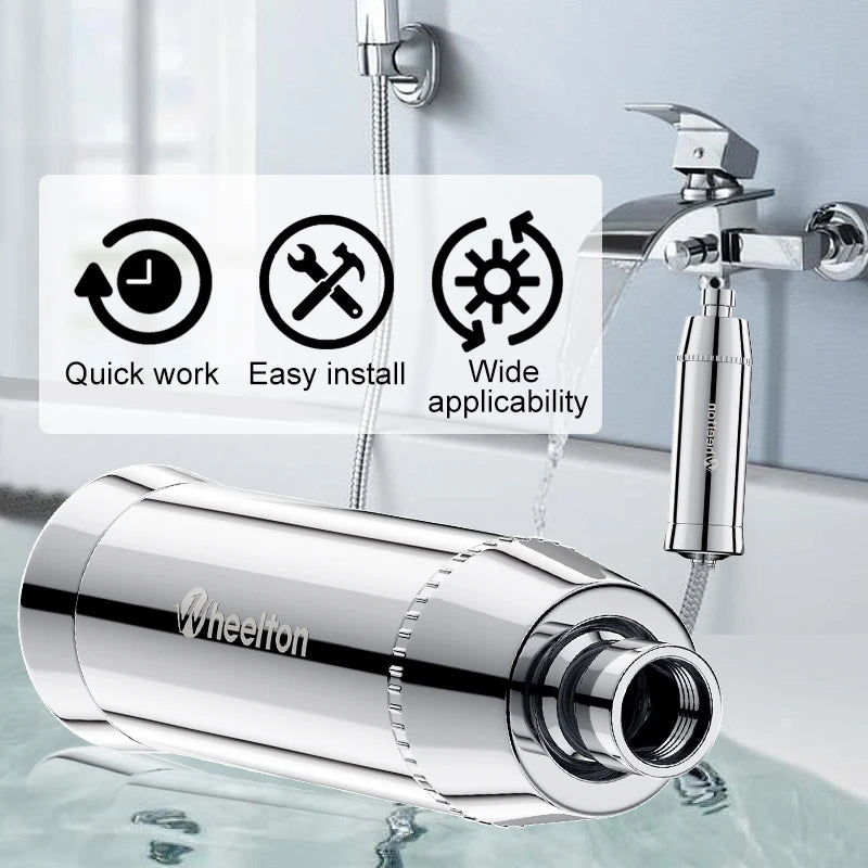 Wheelton SPA Bathing Remove Chlorine Water Filter Purifier Shower Filtration Soft Water Attach Extra 3 Cartridges.
