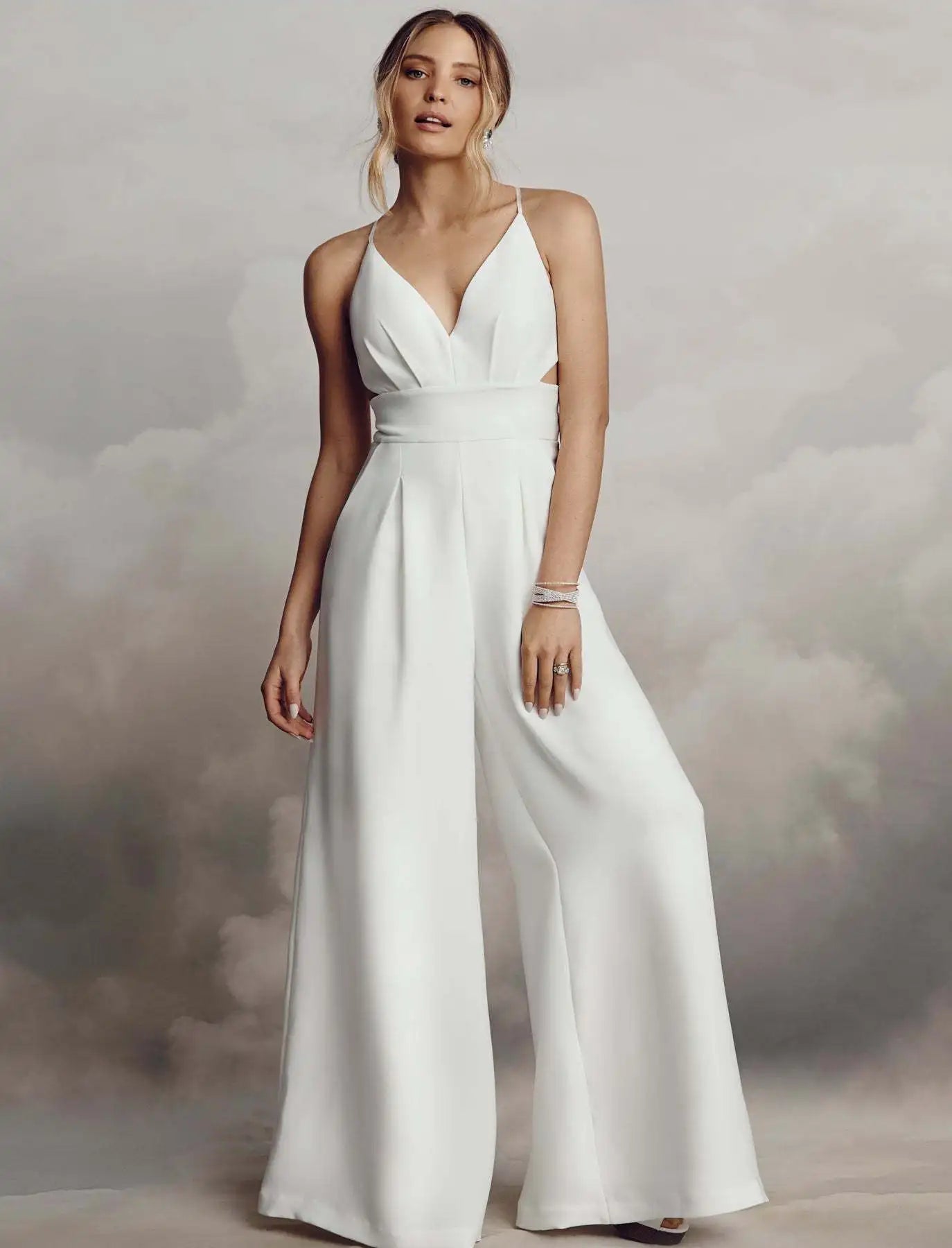 Women Sexy Jumpsuits Backless V-neck Spaghetti Strap Lace-up New Summer Sleeveless Elegant Street Wide-leg Pants Long Rompers.