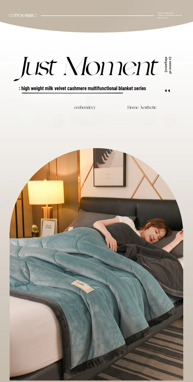 Milk Fleece Autumn Winter Warm Weighted Blankets for Beds European Thickened Beibei Velvet Throw Blanket Warmth Quilt Comforter.