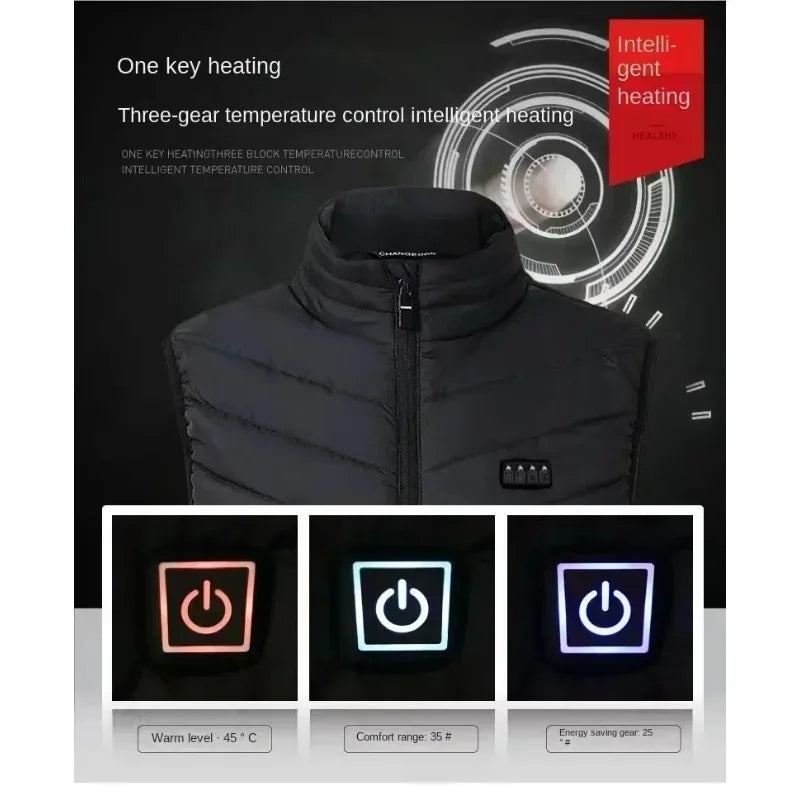 21 Zone Heating Vest Mens USB Infrared Thermal Jacket Smart Heated Clothes New Winter Cold-proof Thick Sleeveless Coat Hiking.