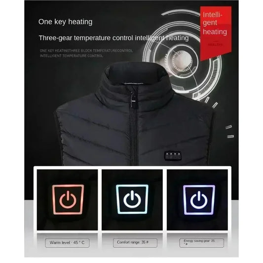 21 Zone Heating Vest Mens USB Infrared Thermal Jacket Smart Heated Clothes New Winter Cold-proof Thick Sleeveless Coat Hiking.