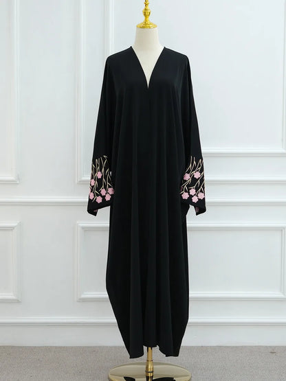 Muslim Women Dubai Abaya luxury embroidery Floral Long Dress Kaftan Flower Ramadan Robe Femme Islam African Dresses Kebaya.
