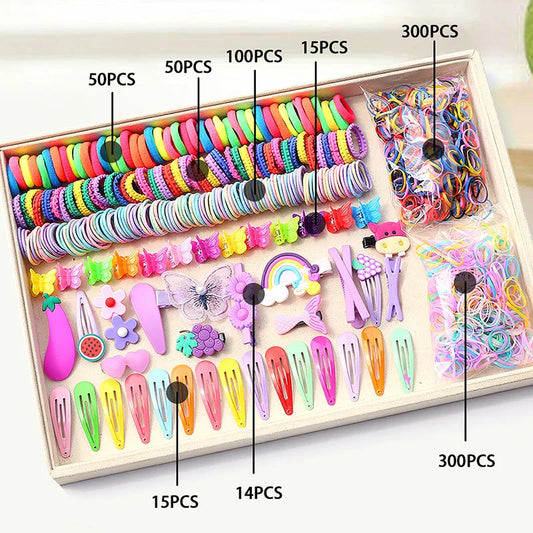 1800PCS Girl Hair Accessories Set Glamour Dainty Hairpins Girl Elastic Hair Bands Hairpins Flower Hair Claws Hair Ties A1314.