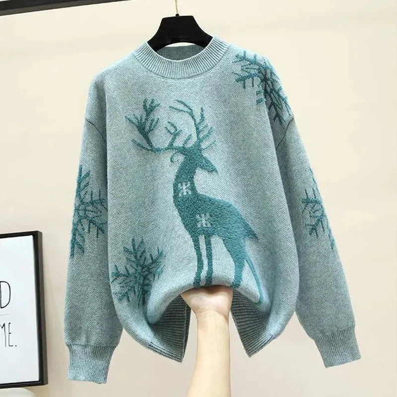 Herbst Winter Neue Langarm Stricken Pullover Oansatz Alle-spiel Lose Plus Größe Süße Pullover Mode Lässig Frauen Kleidung.