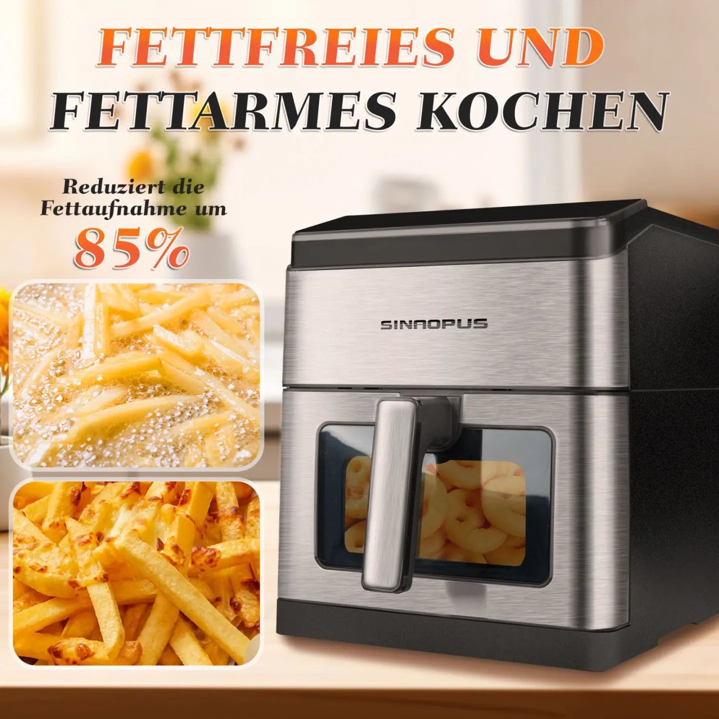 8L Electric Hot Fryer Oven Oilless Cooker Multi Function Air Fryers Smart Machine Viewing Window & LED Touch Control,Top Cheap.