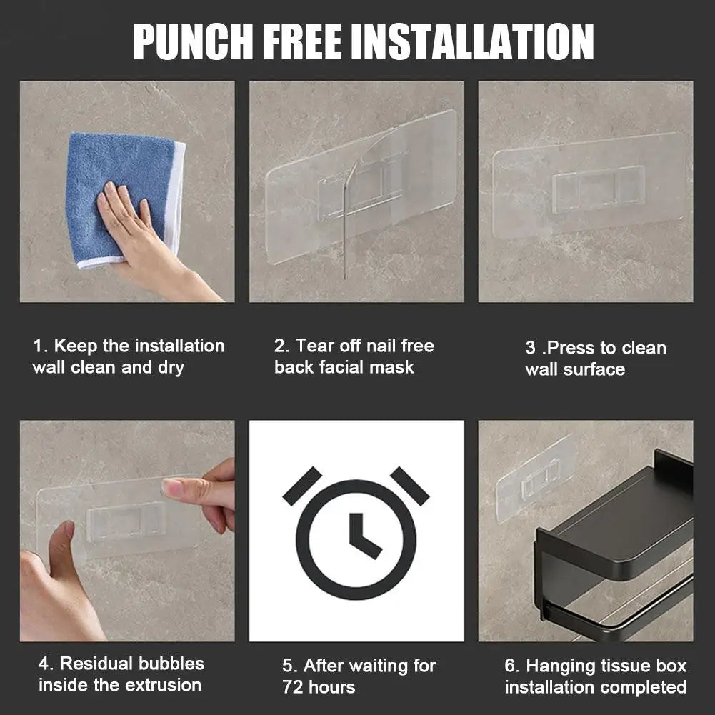 An der Wand montierter Toilettenpapierhalter, rostfrei, verdicktes Kunststoff-Aufbewahrungsregal für Badezimmer, Küche, Toilettenpapierrollenhalter