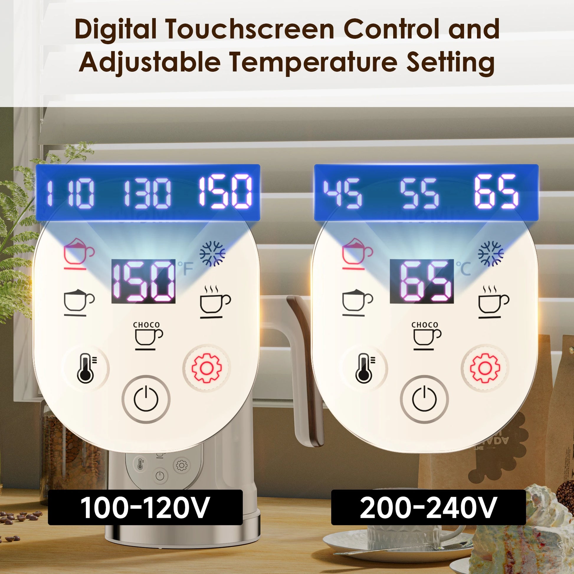 BioloMix 5-in-1 Milk Frother with Upgraded LED Display Touch Screen - Hot And Cold Foam Maker Milk Warmer for Coffee Latte.