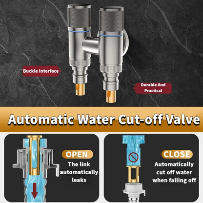 One In Two Washing Machine Faucet All Copper Valve Double Control Toilet Faucet Fully Automatic Detachment and Water Stop