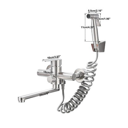 Kitchen Faucets Stainless Steel Wall Mounted Multifunctional Bathroom Basin Faucet Hot Cold  Water Mixer Taps With Spray Gun