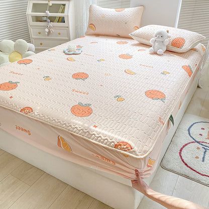 High Quilt Thicken Latex Cooling Mattress Cover Summer Cool Down Soft Bed Mat and Pillowcase Machine Washable Cold Feel Bed Pad.