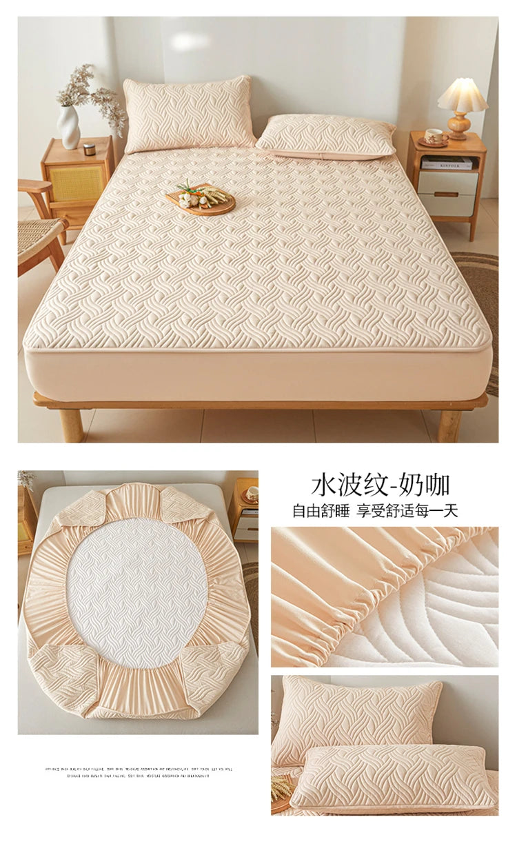 Dreamreal Cotton Thick Quilted Mattress Cover Anti-bacterial Anti-mite Mattress Protector Topper Pad Soft Fitted Sheet 6 Colors.