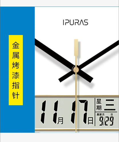 2025, neue 10/12/14 Zoll Temperatur und Luftfeuchtigkeit, elektronischer Kalender, multifunktionale Wanduhr, Dual-Display, stummgeschaltete Quarzuhren