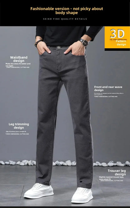 2024 herbst/Winter Neue männer Jeans Business Lose-Fit Gerade Bein Hohe Taille Baumwolle Casual Trendy hosen