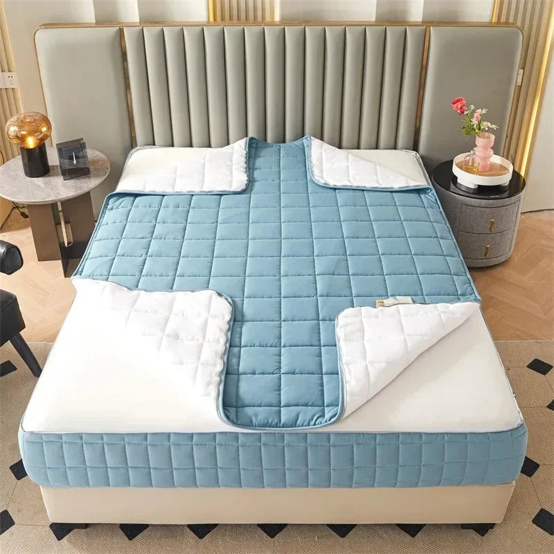 Breathable Quilted Mattress Protector with Soybean Fiber Padding Hypoallergenic Skin-Friendly Cover Machine Washable 720° Cover