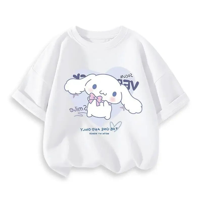 2024 New Summer COTTON T shirt Girls Boys Cinnamoroll T shirt Cartoon Print Kids T-Shirts Children Girls Tops Clothes.