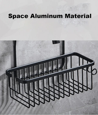 Kein Bohren, abnehmbares Regal, Aluminium-Badekorb, perforationsfreies Shampoo-Regal für Badezimmerregale zur Aufbewahrung von Dusch-Organizern