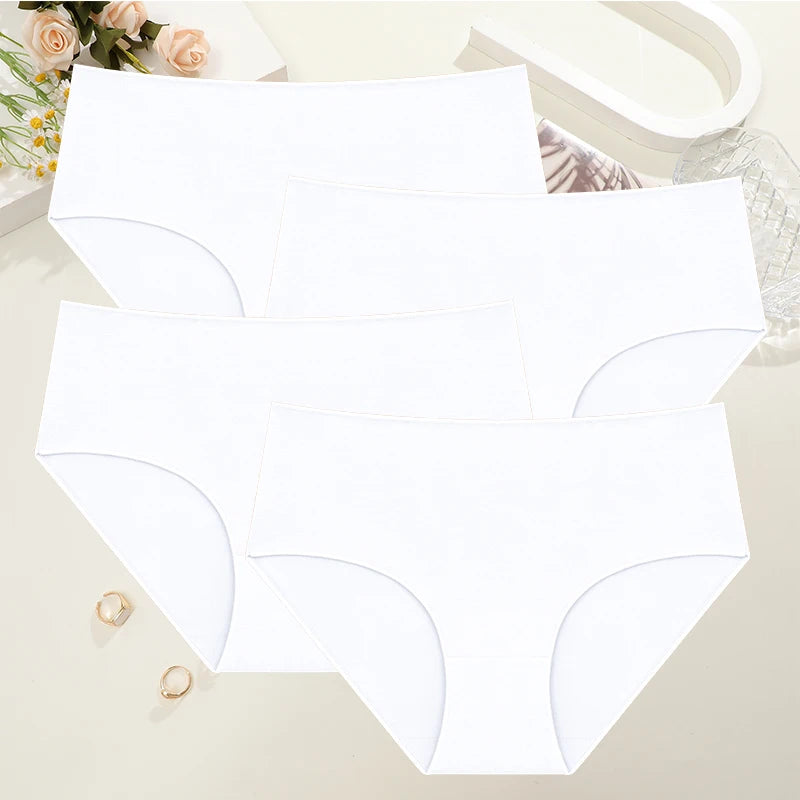 4Pcs/Set Comfort Cotton Panties Women High Waist Briefs Seamless Underwear Breathable Underpants Plus Size Panty S-2XL Intimates
